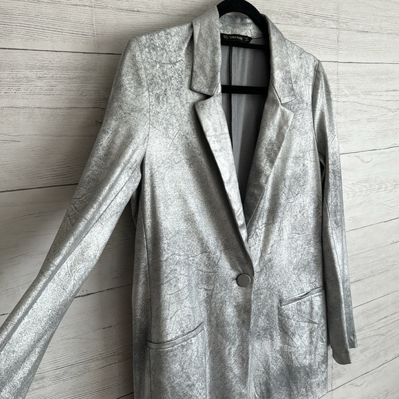 Zara Silver Suede Blazer | SIZE XS - Picture 5 of 9